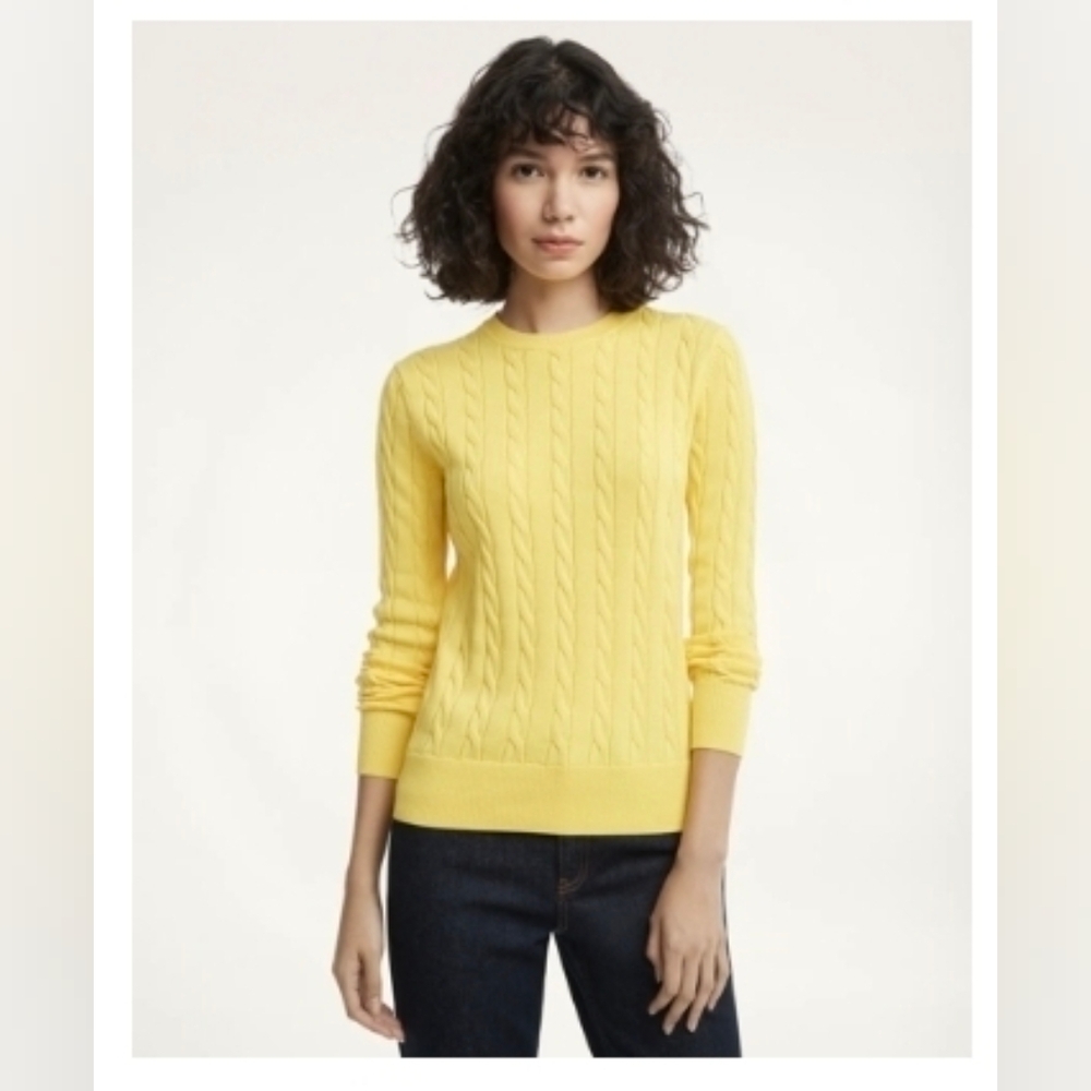 NWT Brooks Brothers Supima Cotton Cable Crewneck Sweater